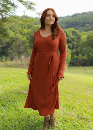 The Lily Knit Dress Rust